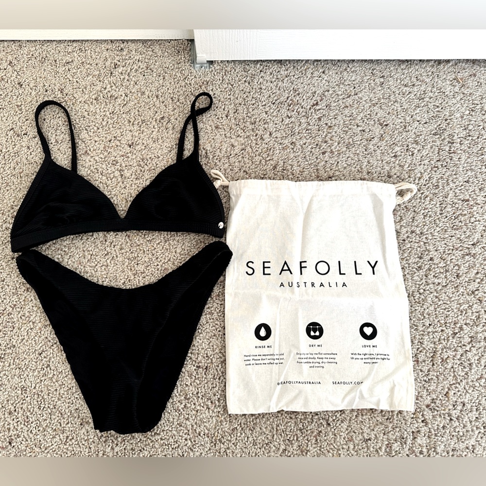 Seafolly swimsuit essentials tri fix bras and high cut pant - size 6 (10 AU)